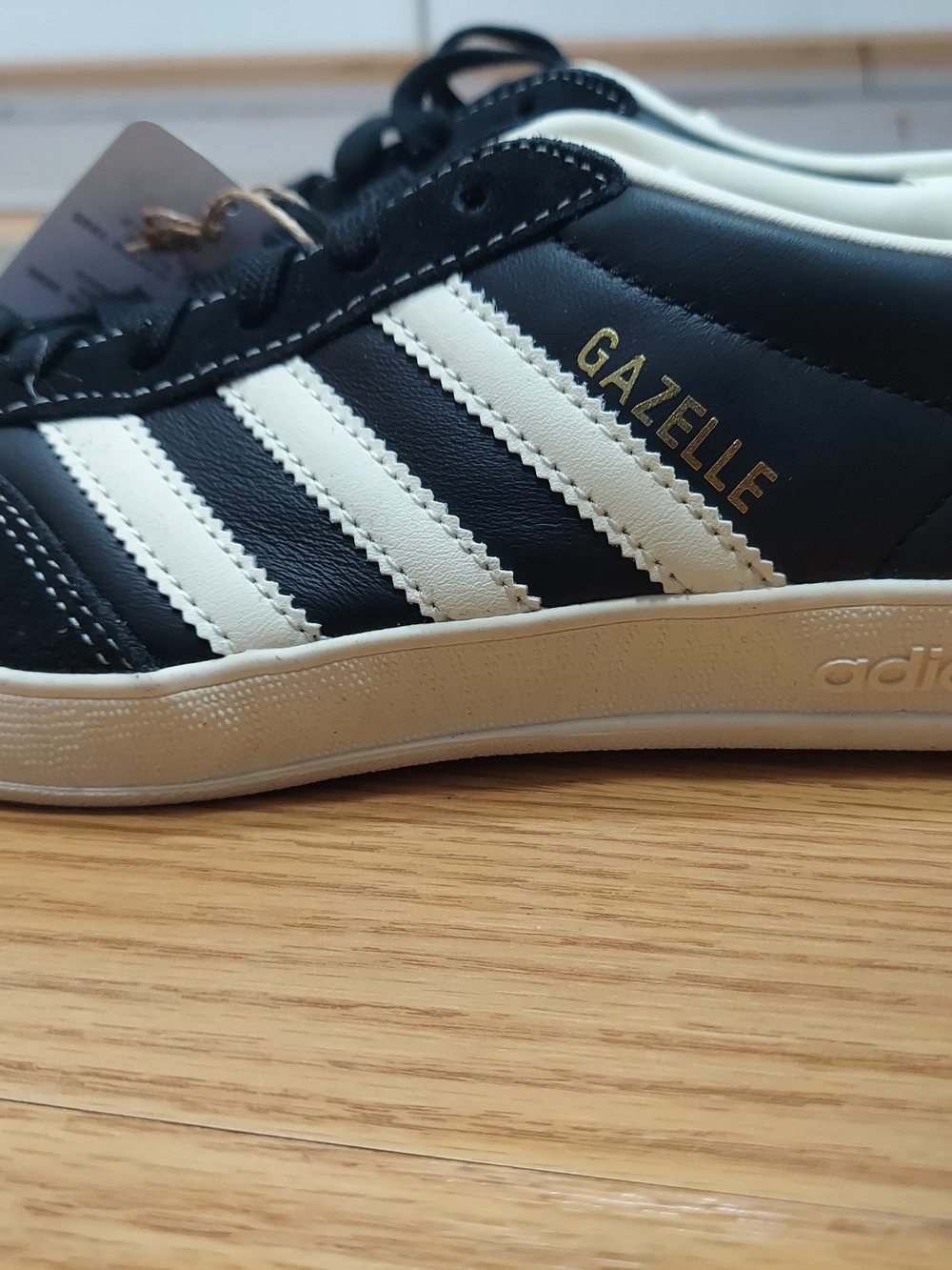 Adidas Gazelle Women’s Black and Off-White Leather Sneakers 5.5